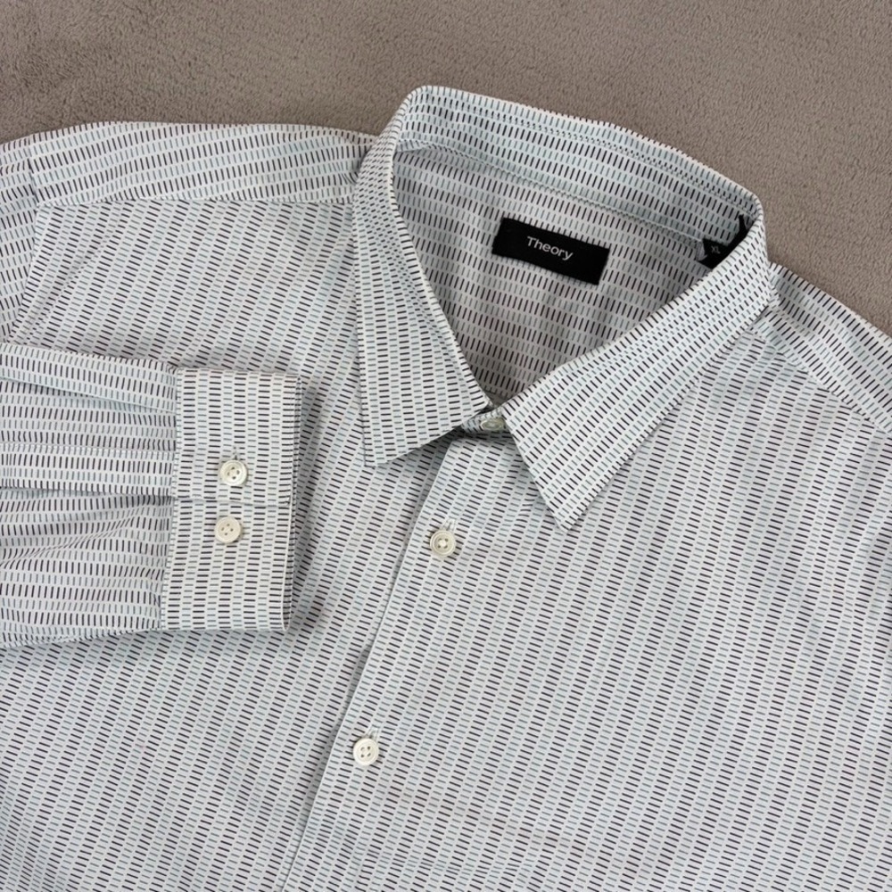 Theory Irving Dash Print Button Down Shirt in Multi Geometric Men XL NWOT $225